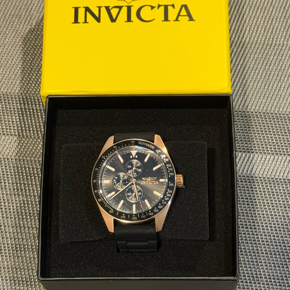 Invicta Black and Gold Aviator Watch